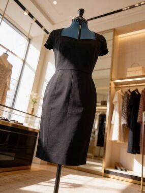 Banana Republic Black Square-Neck Knee Length Dress